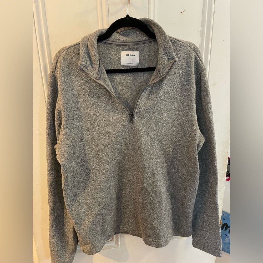 Old Navy Men's Quarter Zip-Up Gray Sweater